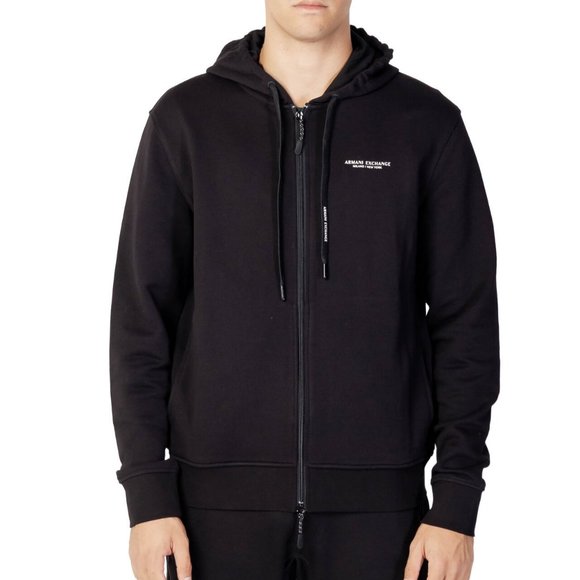 Armani Exchange Men Milano New York Zip-Up Cotton Hoodie, Black Small NEW - Picture 8 of 13